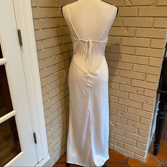 Vintage Y2K Backless 100% Silk Dress Mesh Bodice Beaded Silk Dress - Picture 16 of 16